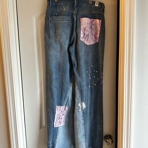 Altar'd State Blue and Pink Flare Jeans